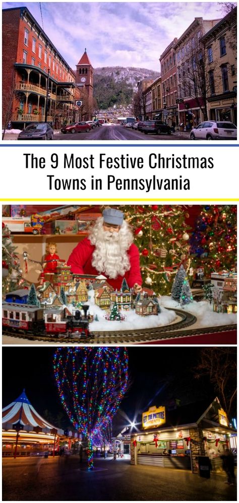 Thanks to the state’s rich German and religious heritage, there are few better places in the United States to spend the holiday season than Pennsylvania. Many communities around the state put on fantastic and festive events during the season, but few manage the keep the excitement going throughout the entire holiday season. If you’re looking for somewhere great to visit this holiday season, start planning your travels to these amazingly festive holiday towns in Pennsylvania. Day Trips In Pa, Christmas Trips, Christmas Vacation Destinations, Christmas Travel Destinations, Christmas Towns, Holiday Train, Christmas Destinations, Maine Travel, Christmas Events