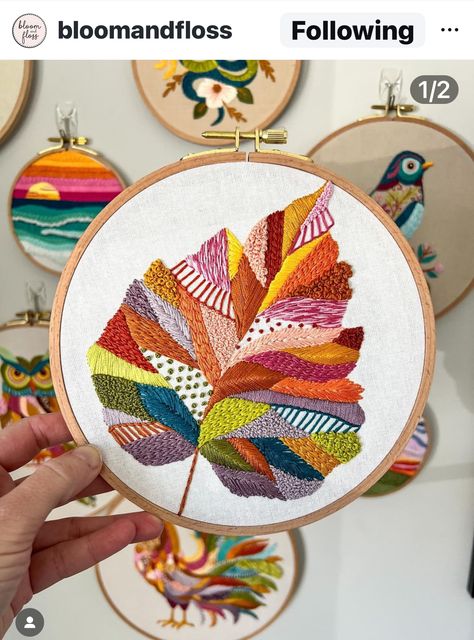 Landscape Embroidery, Embroidered Wall Art, Embroidery Stitches Beginner, Feather Embroidery, Simple Hand Embroidery Patterns, Abstract Embroidery, Embroidery Wall Art, Hand Embroidery Patterns Flowers, Embroidery Works