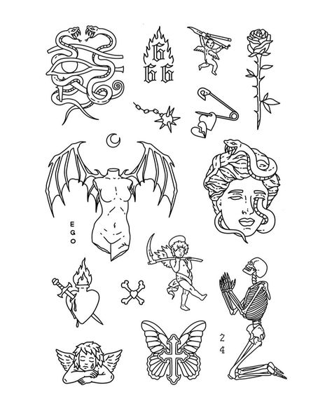 Goth Fine Line Tattoo, Tattoos Above Knee, Knee Tattoo Ideas, Tattoo Flash Sheets, Above Knee Tattoo, Memento Mori Tattoo, P Tattoo, Flash Sheets, Beginner Tattoos