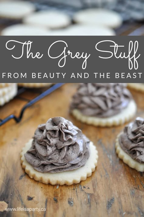 The Grey Stuff Recipe - Life is a Party The Gray Stuff Recipe, Grey Foods For Party, Gray Foods For Party, Grey Snacks For Color Party, Disney Inspired Desserts, Fairy Tale Party Food, Gray Food Ideas, Desserts From Movies, Disney Birthday Food