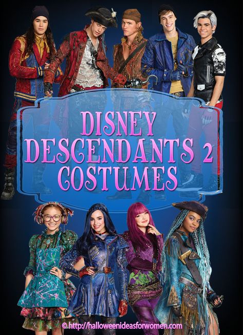 Disney Descendants 2 Costumes Descendants Costumes Family, Descendants Halloween Costumes Family, Decendents Costumes, Halloween Ideas For Women, Mal Descendants Costume, Disney Descendants Costume, Descendants Clothes, Disney Descendants Characters, Descendants Disney