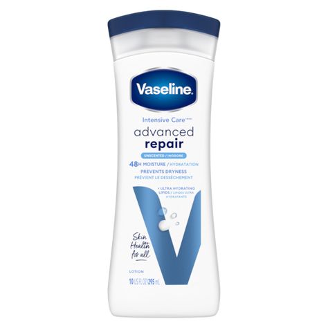 Vaseline® Intensive Care™ Advanced Repair Unscented Body Lotion is clinically proven to moisturize and heal very dry skin in 5 days. Unscented Body Wash, Unscented Body Lotion, Vaseline Lotion, Vaseline Intensive Care, Body Lotion For Dry Skin, Unscented Lotion, Vaseline Jelly, Extremely Dry Skin, Healing Dry Skin