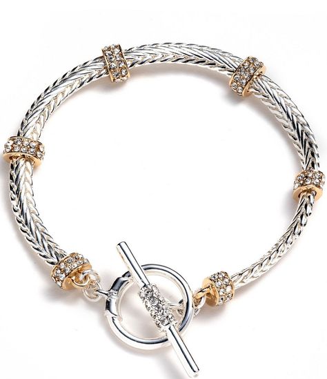 From Lauren Ralph Lauren, this bracelet features:Line braceletTwo tone hardwareToggle closureApprox. 7.5" lengthImported. 2024 List, Two Tone Jewelry, Two Tone Bracelet, Wishlist 2024, Herringbone Chain, Ralph Lauren Style, Gold Bead Bracelets, Jewelry Lookbook, Bead Bracelets