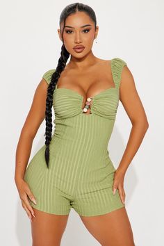 Green Romper Outfit Summer, Long Pant Jumpsuit, Green Romper, Summer Party Outfit, Polka Dot Jumpsuit, Fashion Nova Outfits, Janet Guzman, Strapless Romper, Short Sleeve Romper