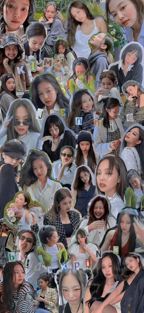 Jennie Kim Collage Wallpaper, Aesthetic Kpop Collage, Blackpink Jennie Cute Wallpaper, Jennie Wallpaper Collage, Jennie Collage Aesthetic, Kim Jennie Aesthetic Wallpaper, Blackpink Jennie Wallpaper Aesthetic, Black Pink Jennie Wallpaper, Kpop Idol Wallpaper Aesthetic