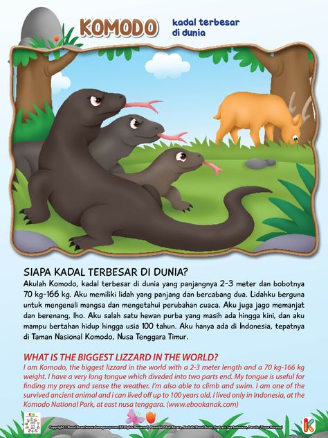 Learn Indonesian, School Kids Activities, Kids Story, Short Stories For Kids, English Story, Pet Animals, Komodo, Kids Story Books, Bedtime Stories