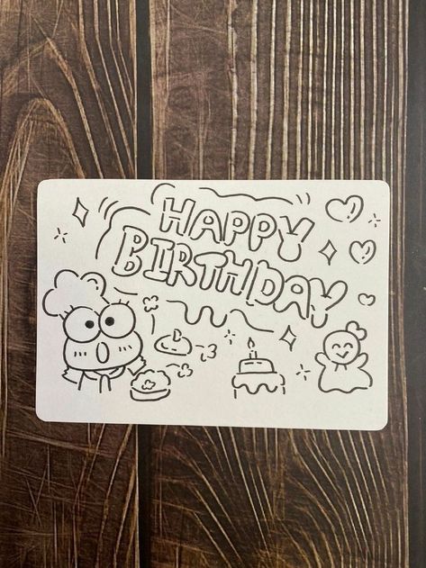 Birthday Drawings Easy, Cute Birthday Doodles, Birthday Card Ideas Diy, Happy Birthday Doodles, Happy Birthday Calligraphy, Happy Birthday Drawings, Birthday Drawing, Cute Valentines Card, Birthday Doodle