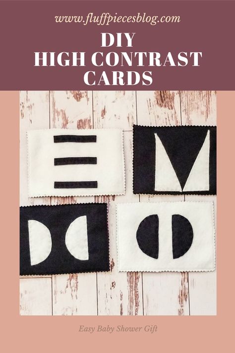 Diy Contrast Toys, High Contrast Baby Cards, Diy Montessori Toys 0-3 Months, Diy Baby Toys 0-3 Months, High Contrast Cards, Easy Baby Shower Gift, Diy Sensory Toys, Diy Montessori Toys, Baby Books Diy