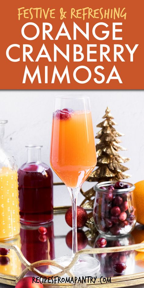 Asti Spumante Drinks, Cranberry Mimosas Recipe, Orange Cranberry Mimosa, Fun Festive Drinks, Holiday Mimosas Recipe, Christmas Mimosas Recipe, Cranberry Mimosa Champagne, New Years Mimosa Recipe, New Years Mimosa