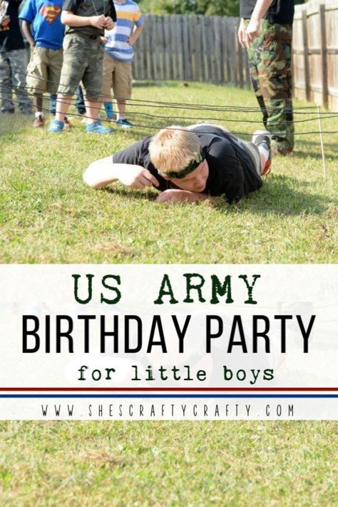 US Army themed birthday party for little boys Army Camo Birthday Party, Army Theme Birthday Party Games, Soldier Party Decorations, Army Themed Party Food, Army Tank Birthday Party Ideas, Army Birthday Party Favors, Army Soldier Birthday Party, Army Birthday Party Games, Army Birthday Party Activities