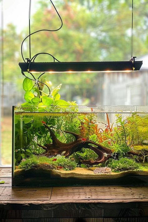 Make your aquarium a work of art with these top guppy tank ideas. Discover the best practices for plant selection and decoration placement. Visit our blog for more creative and inspiring guppy tank ideas. Guppy Tank Ideas, Guppy Tank, Aquarium Glass, Easy Stem, Fish Tank Themes, Guppy Fish, Short Plants, Floating Plants, Aquarium Lighting