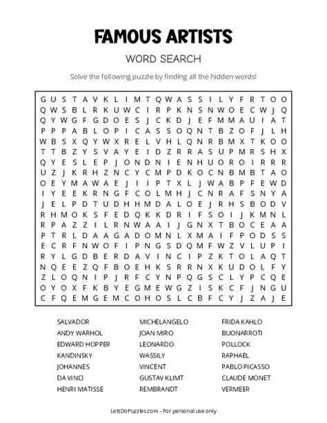 Free Printable Famous Artists Word Search Word Search Aesthetic, Art Word Search, Difficult Word Search, Art Careers, Free Printable Word Searches, Word Search Printables, Word Search Games, Calligraphy Words, Printable Puzzles