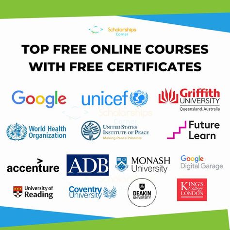 Free Certificate Courses, Free College Courses Online, Free College Courses, Free Learning Websites, Online Certificate Programs, Free Online Education, Free Online Learning, Free Certificates, Learn Computer Coding