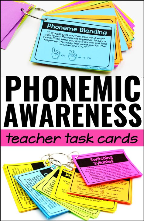 Phonemic awareness activities for kindergarten, first grade, and reading intervention! Teacher task cards touch on every phonemic skill! Phonology Activities, Intervention Teacher, French Phonics, Phoneme Segmentation, Planning School, Deaf Education, Phonemic Awareness Activities, Preschool Alphabet, Capstone Project