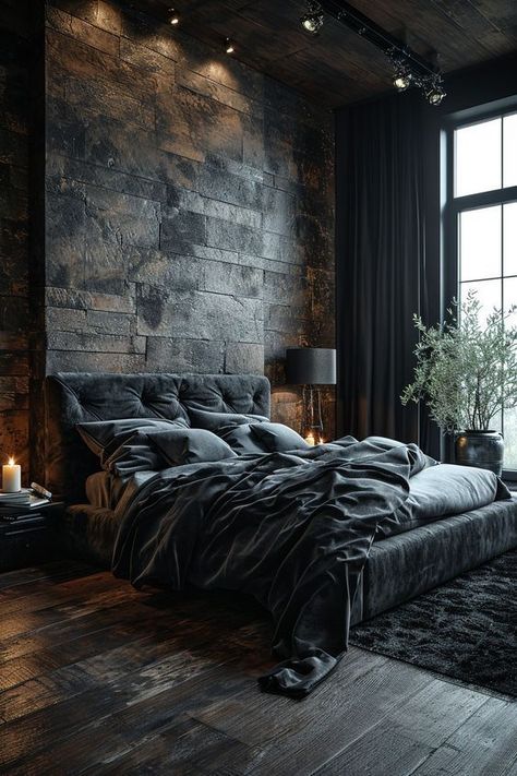 romantic cabin bedroom Romantic Cabin Bedroom, Bedroom Design For Men, Masculine Bedroom Ideas, Male Bedroom Ideas, Masculine Interior, Masculine Bedroom, Cabin Bedroom, Dark Bedroom, Mens Bedroom