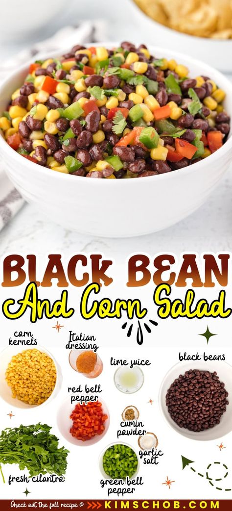 Explore a delicious Black Bean and Corn Salad recipe: vibrant, fresh, and simple to prepare. Perfect for any event or meal. Mexican Corn And Black Beans, Black Bean Corn Tomato Salad, Bean And Corn Salad Recipes, Black Beans And Corn Salad, Black Bean Corn Salad Easy, Corn And Black Bean Recipes, Corn And Black Bean Salad Recipe, Black Bean And Corn Salads, Corn Black Bean Salad Recipe