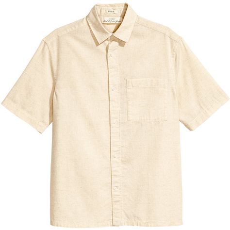 Linen-blend Shirt $24.99 ($25) ❤ liked on Polyvore featuring tops, short sleeve collared shirt, button collar shirt, shirt top, button shirt and collared shirt Summer Style Guide, White Linen Shirt, Linen Shirt Men, Family Photo Outfits, Shirt Dress Casual, Family Outfits, Textured Fabric, White Casual, Light Beige