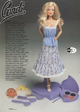 1979 Candi doll: where I first learn how to color hair. First hers, then mine Candi Doll, 80s Girl Toys, Clone Clothes, 1970s Dolls, Sparkle Fashion, 80s Girl, Mushroom Lights, Purple Makeup, Barbie Gowns