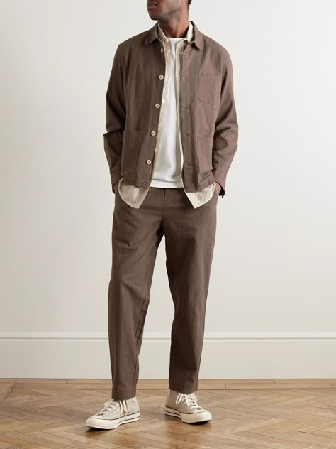 Folks - Meeting Tapered Crinkled-Cotton Trousers- #Assembly #CrinkledCotton #folk #Tapered #Trousers Check more at https://howcandothis.com/manstyle/folks-meeting-tapered-crinkled-cotton-trousers/ Jcrew Style Inspiration, Muji Style Fashion, Trousers Outfit Men, Grandpa Fashion, Indie Men, Men's Capsule Wardrobe, Semi Formal Outfits, Copenhagen Street Style, Business Casual Summer