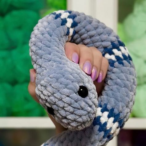 Anabelle Mcelhaney on Instagram: "I’m a snakeeeeee🐍 . I love how this turned out definitely need to make more!! . Pattern by toysmelena on Etsy  Yarn chenille home slim @michaelsstores  . #crochet #crocheter #crochetgrove #crochetsnake #snake #snakes #amigurumi #amigurumisnake #crochettoy #crochetinspiration #crochetinspo #market #marketprep #crochetmarket" Giant Snake Crochet Pattern Free, Snake Crochet, Crochet Snake, Snake Patterns, May 22, Cute Characters, Crochet Ideas, Snakes, Crochet Toys