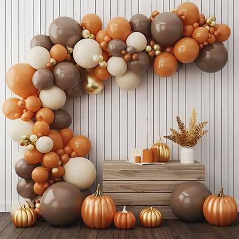 PRICES MAY VARY. 140 PCS BOHO BROWN AND ORANGE BALLOONS DIFFERENT SIZES: Package includes 18 inch balloons 4 pcs, 12 inch balloons 30 pcs, 10 inch balloons 45 pcs, 5 inch small balloons 60 pcs, balloon decorating strip kit 1 set NON-TOXIC & SAFE: Made of latex, safe and non-toxic, recommended to use with a balloon hand pump or electric balloon pump WHAT TO FILL WITH: Latex balloons filled with AIR will stay full for up to 72 hours, while with HELIUM will stay full for 3-6 hours. For best float r Orange And Brown Gender Reveal, Fall Birthday Backdrop Ideas, October Birthday Decorations, Fall Ballons Decoration, Autumn Balloon Arch, Fall Baby Shower Balloons, Autumn Balloon Garland, Fall Balloon Arch Ideas, Fall Color Balloon Arch