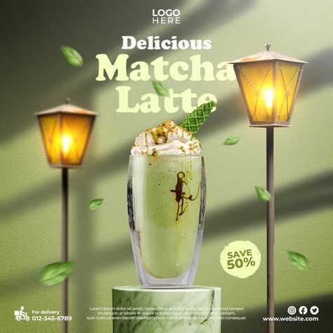 Delicious Matcha Latte Social Media Post Template Design#pikbest#Templates#Others Tea Social Media Post, Matcha Design, Lychee Tea, Post Template Design, Restaurant Social Media, Food Banner, Burger Restaurant, Social Media Post Template, Beef Burger