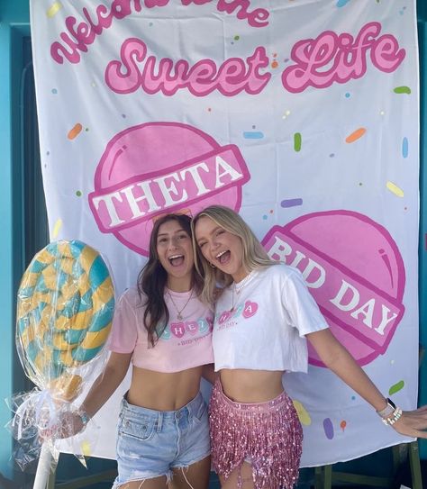 Candy Sorority Shirt, Candy Land Recruitment Theme, Sweet Life Sorority Theme, Welcome To The Sweet Life Bid Day, Candy Theme Bid Day, Candy Sorority Theme, Candyland Bid Day Theme, Sigma Kappa Bid Day, Candy Bid Day Theme