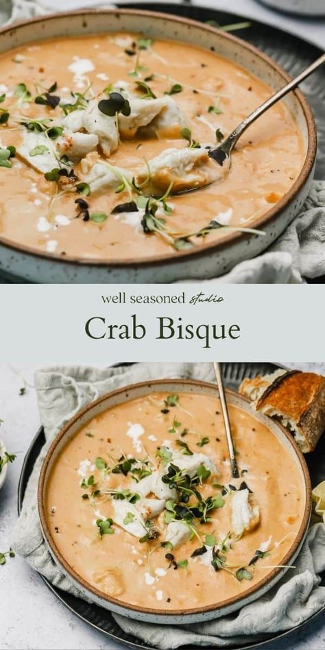 Crab Bisque Recipe, Bisque Soup Recipes, Seafood Dinners, Bisque Soup, Crab Bisque, Seafood Bisque, Creamy Crab, Crab Soup, Bisque Recipe