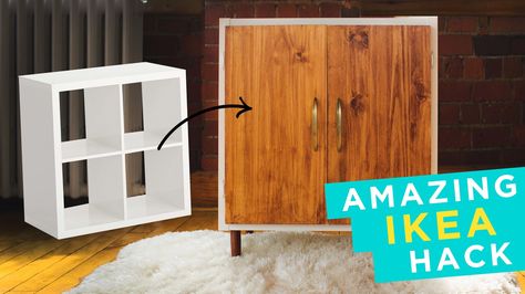 EXTREME IKEA MAKEOVER! — The Sorry Girls Cube Ikea, Ikea Cube Shelves, Play Kitchen Diy, Diy Tv Stand Ideas, Diy Kallax, Build A Platform Bed, Dorm Apartment Decor, Ikea Cubes, Amazing Ikea Hacks