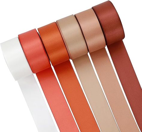 Amazon.com: DINDOSAL Terracotta Ribbon 1 Inch Satin Ribbon 6 Rolls Assortment Burnt Orange Ribbon for Wedding Silk Ribbon for Baby Shower Ribbon for Gift Wrapping Hair Bows Crafts Flower Bouquet - 60Yards : Beauty & Personal Care Personalized Bouquet Ribbon, Ribbon Satin Flower Bouquet, Diy Satin Ribbon Flower Bouquet, Ig Fillers, Terracotta Ribbon, Ribbon For Gift Wrapping, Color Melon, Fall Ribbon, Ribbon For Gift