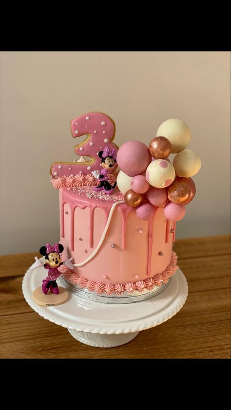 Birthday cake for a 3 year old girl 3rd Birthday Cakes For Girls, Minnie Mouse Pool Party, Pool Party Birthday Cake, Birthday Cake Girl, Mini Birthday Cake, Minnie Mouse Birthday Cake, Girls First Birthday Cake, 3rd Birthday Cake, Birthday Cake Images