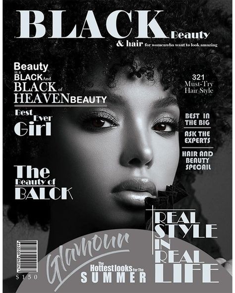 Magazine Cover Page Design Ideas, Fashion Magazine Cover Layout, Black Magazine Layout, Magazine Cover Black And White, Black And White Magazine Cover, Beauty Magazine Cover, Fashion Magazine Cover Design, Example Of Magazine, Magazine Examples