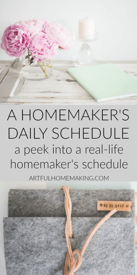 A Homemaker's Daily Schedule and a peek into one  homemaker's real-life schedule. via @Joie7 House Wife Schedule, Intentional Homemaking, Homemaking Schedule, Sahm Schedule, Homemaking Binder, Beauty Routine Schedule, Life Schedule, Homemaker Schedule, Happy Homemaking