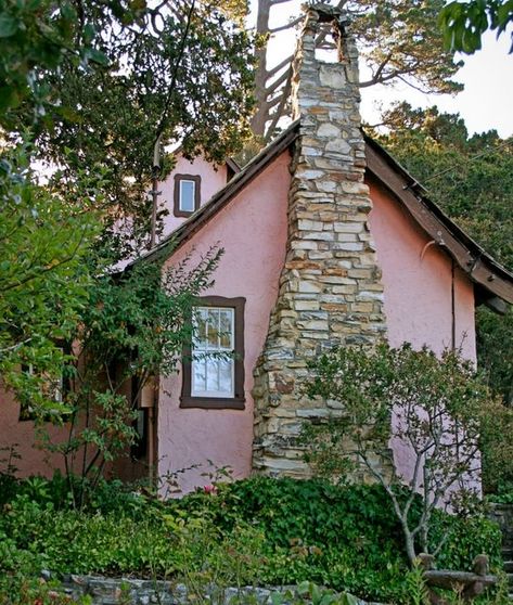 Peach Cottage, Storybook Homes, Fairytale Cottage, Pink Cottage, Brown House, Storybook Cottage, Carmel By The Sea, Dream Cottage, Pink House