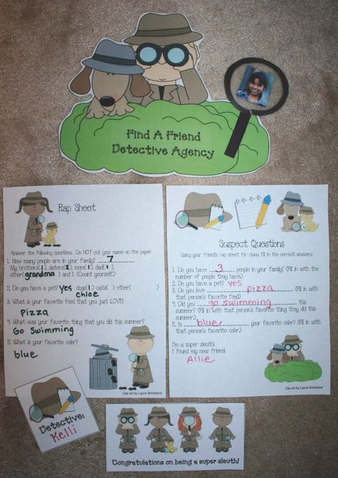 Data Activities, Detective Themed Classroom, Detective Badge, Interview Template, Spy Classroom, School Icebreakers, Detective Theme, Badge Collection, First Day Activities