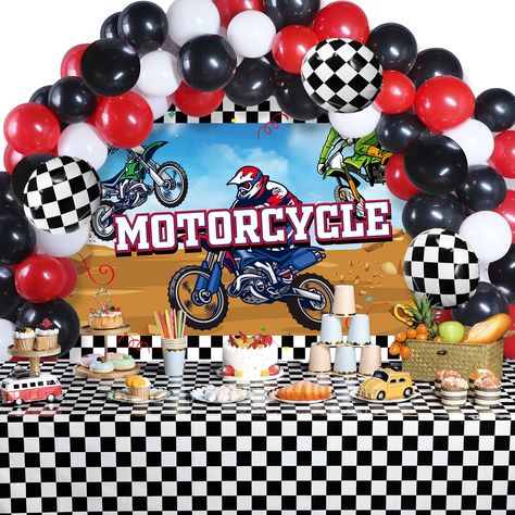 PRICES MAY VARY. Dirt Bike Theme Party Supplement: this motorcycle theme party decoration set is design with motocross biker and black and white checkerboard elements, is ideal for complementing your dirt bike themed birthday party decorations and creating an energetic party atmosphere Widely Applicable: these dirt bike birthday party decorations are suitable for most parties indoor and outdoor, such as boy birthday parties, girl birthday parties, celebrations, gatherings, holidays theme events, Motorcycle Theme Party, Dirt Bike Themed Birthday Party, Bike Themed Birthday Party, Motocross Birthday Party, Truck Party Decorations, Motorcycle Birthday Parties, Bike Birthday Parties, Dirt Bike Party, Motorcycle Party