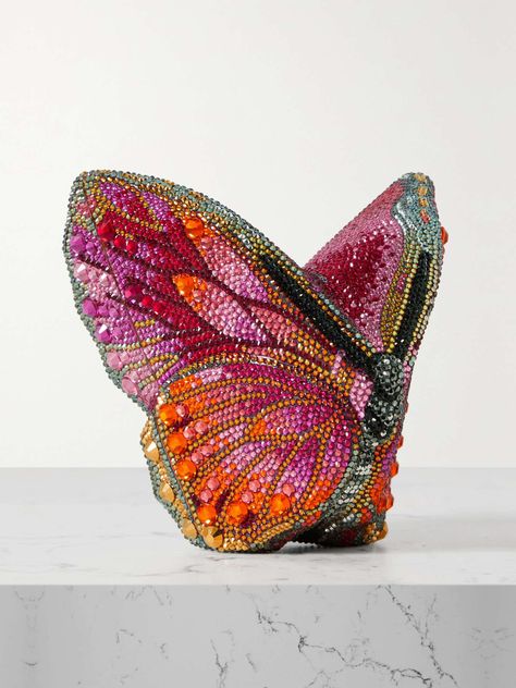 JUDITH LEIBER COUTURE Butterfly Fireclipper crystal-embellished gold-tone clutch | NET-A-PORTER