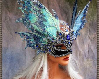 Official Etsy Shop of De Ambershay Fairy by DeAmbershayFairyCo Eyes Wide Shut Mask, Masquerade Gala, Makeup Zombie, Fantasy Make-up, Costume Masquerade, Masquerade Wedding, Venetian Masquerade, Venetian Masks, Iridescent Blue