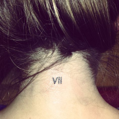 My new tattoo that I am in love with #simple #tattoo #seven F Tattoo, Roman Tattoo, Rip Tattoo, 7 Tattoo, Cherry Tattoos, Roman Numeral Tattoos, 13 Tattoos, Sibling Tattoos, Doll Eye Makeup