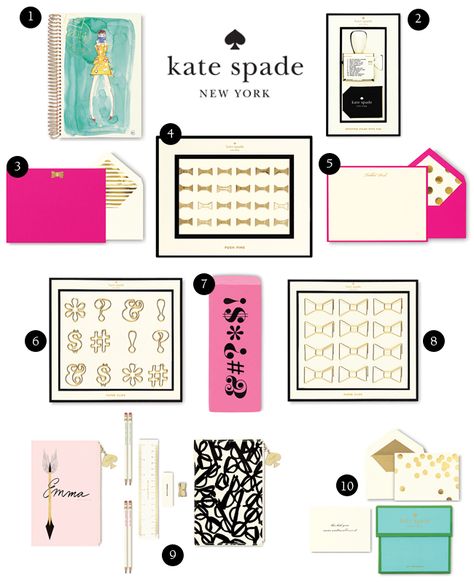 Kate-Spade-Office Kate Spade Office Supplies, Kate Spade Bedroom, Kate Spade Office Inspiration, Wedding Planner Office, Vintage Wedding Table Settings, Office Decor Organization, Kate Spade Office, Study Craft, Kate Spade Planner