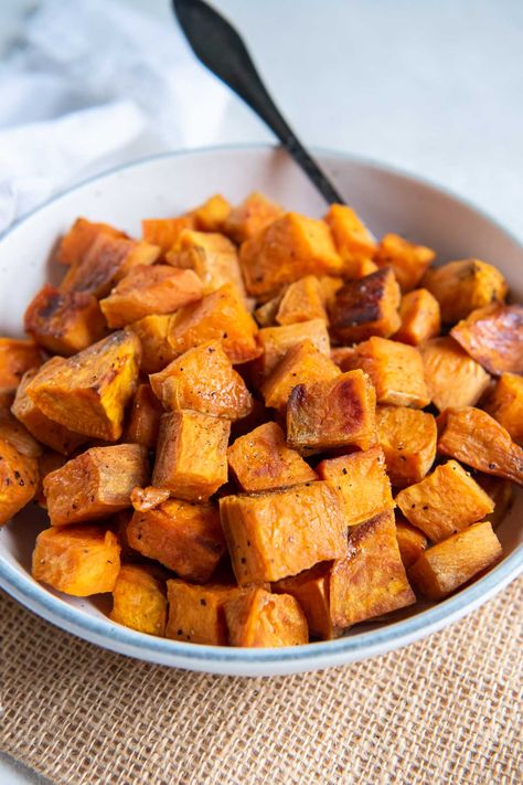 Cinnamon Potatoes, Baked Sweet Potato Cubes, Cinnamon Roasted Sweet Potatoes, Thanksgiving Recipes Side Dishes Easy, Roasted Sweet Potato Cubes, Sweet Potato Recipes Roasted, Oven Roasted Sweet Potatoes, Sweet Potato Thanksgiving, Best Potato Recipes