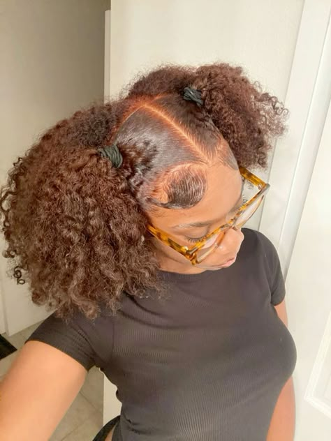 Black Natural Girl Hairstyles, Natural Half Up Half Down Hairstyles, Two Puff Balls Hairstyle Natural Hair, Back To School Hairstyles Natural Hair, 4b Natural Hairstyles Medium, Shoulder Length Natural Hair Styles, Half Up Half Down Natural Hair, Brown Natural Hair, Cute Natural Hairstyles