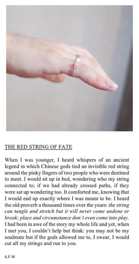 Red Line Pinky Tattoo, Red Ribbon Of Fate Tattoo, Red Ribbon Tattoo Meaning, Red String Theory Art, Red String Tattoo Couple, Invisible String Theory Tattoo, Invisible Strings Tattoo, Red Thread Tattoo Ideas, String Theory Tattoo