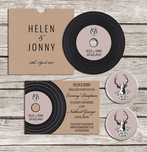 Music Themed Wedding, Old Vinyl Records, Be Our Guest, Etsy Wedding Invitations, Retro Wedding, Stationery Craft, Card Sleeve, Music Themed, Wedding Matches