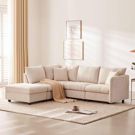 Modern Sectional Sofa, Couch With Ottoman, High Quality Sofas, Corner Couch, Modular Couch, Fabric Sectional Sofas, Modern Sofa Sectional, Couch Set, L Shaped Sofa