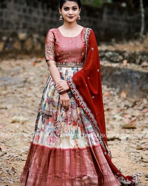 🔹*Size-S to XXL* 🔹*Dress Fabric-Banarasi silk* 🔹*Dress length-55inches* 🔹*Technique-handwork/weaving/kalamkari print  *GROW UP WITH LOVE AND LIGHT* Kalankari Pattu Langa For Women, Kalamkari Dress Designs Latest, Long Frock Back Neck Designs, Kalamkari Dresses Design, Pattu Long Frocks For Women, Long Frocks For Women, Frocks For Women, Kalamkari Dresses, Langa Voni