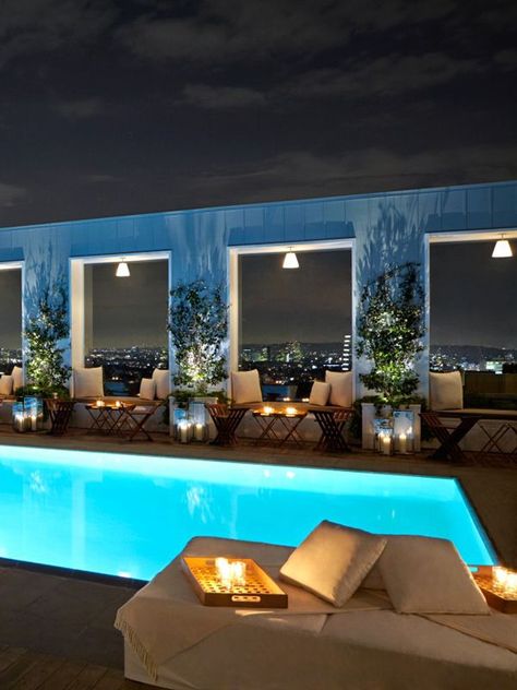 Los Angeles Bars, Rooftop Restaurant Design, Pool Club, Dj Photo, Poolside Lounge, Rosé Wine, Rooftop Design, Wellness Resort, Rooftop Lounge