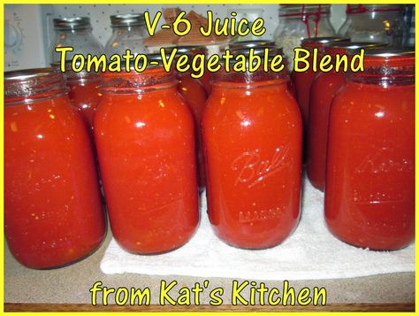 Welcome to Kat's Canning Tidbits I hope you enjoy your visit!: V-6 Juice Canned V8 Juice Recipe, Homemade V8 Juice, Canning Tomato Juice, Homemade Tomato Juice, Tomato Juice Recipes, Vegetable Juice Recipes, Canning Tomatoes Recipes, V8 Juice, Pressure Canning Recipes