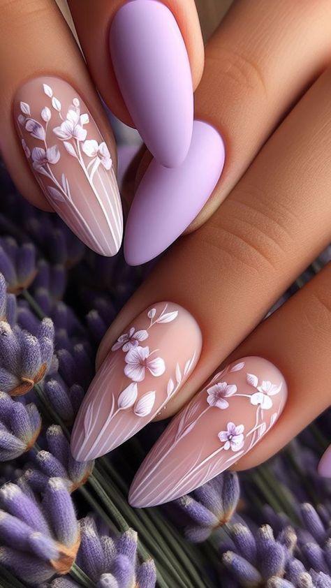 Nails That Match Floral Dress, Cute Nails Acrylic Trendy, White Nail Designs Flower, Summer Nails For Beach, Summer Nails That Go With Everything, Cute Inspo Nails, Aesthetic Nail Inspo Almond, Summer Vacation Nail Inspo Almond, Nail Style Ideas