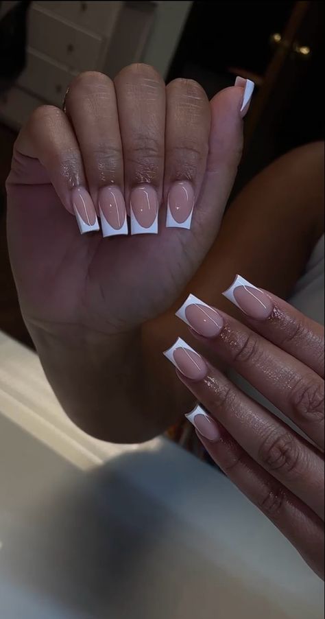 Acrylic French Tip Nails, Acrylic French Tip, Acrylic French, Acrylic Toe Nails, Colored Acrylic Nails, Girly Acrylic Nails, White Acrylic Nails, Work Nails, French Tip Acrylic Nails